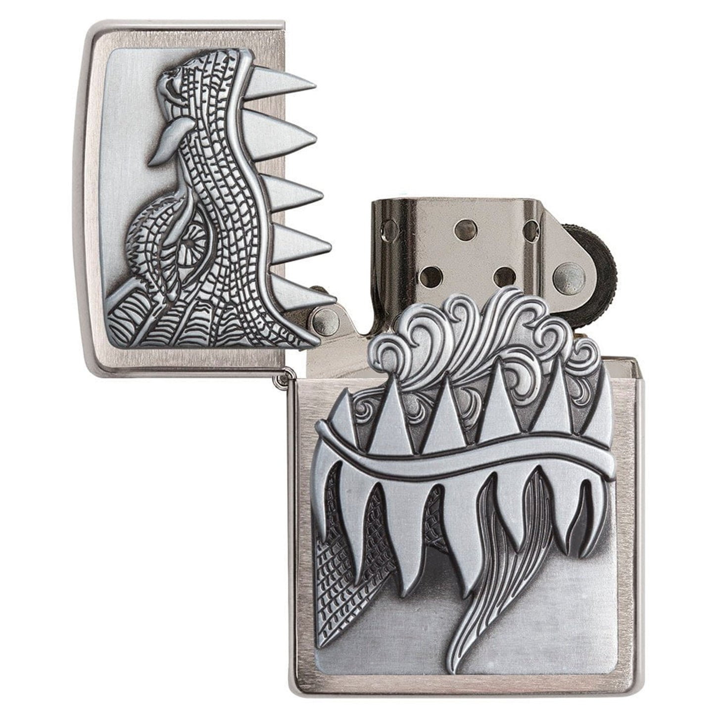 Zippo 拉絲鍍鉻噴火龍防風打火機 #16