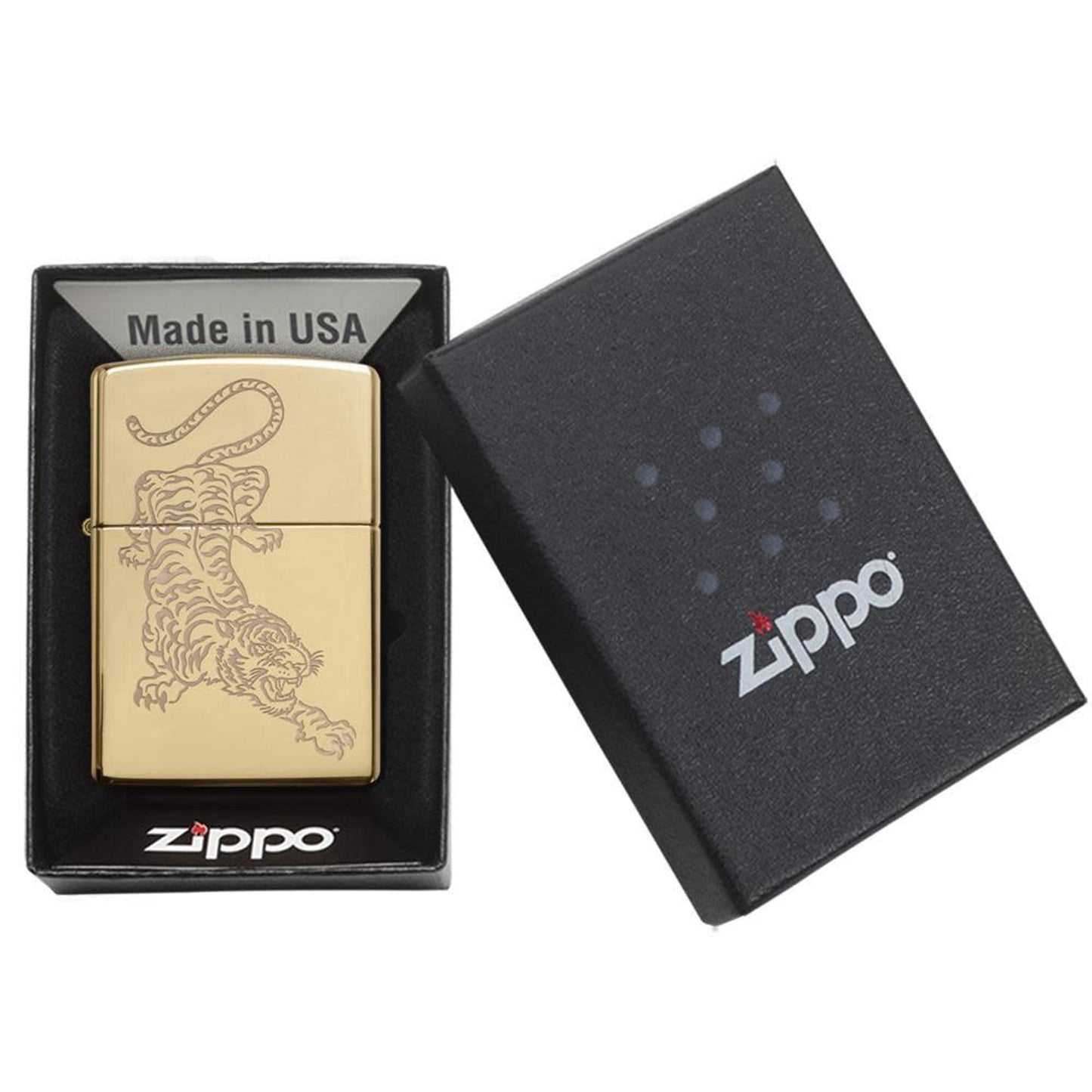 Zippo 高亮黃銅虎紋打火機 #46