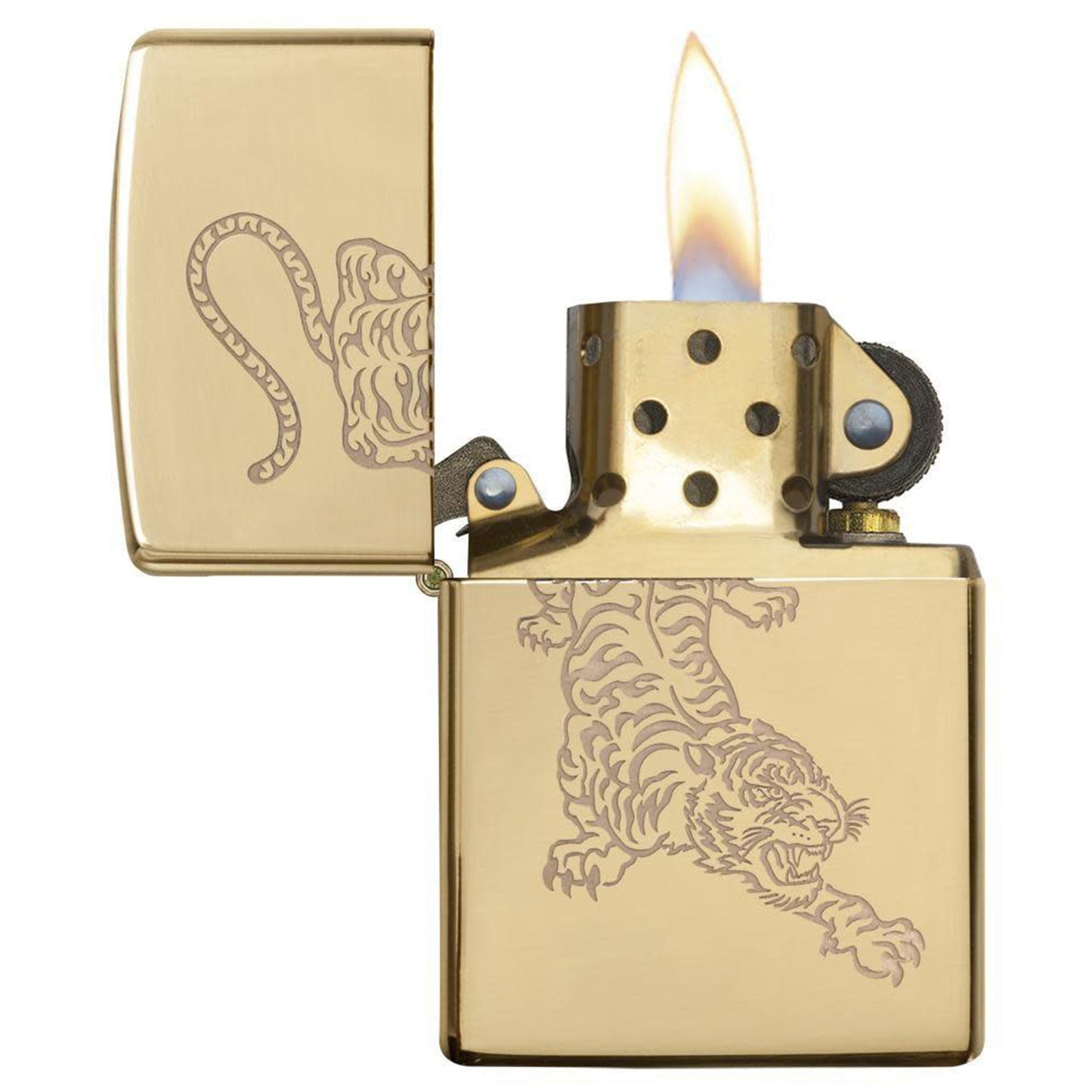 Zippo 高亮黃銅虎紋打火機 #46