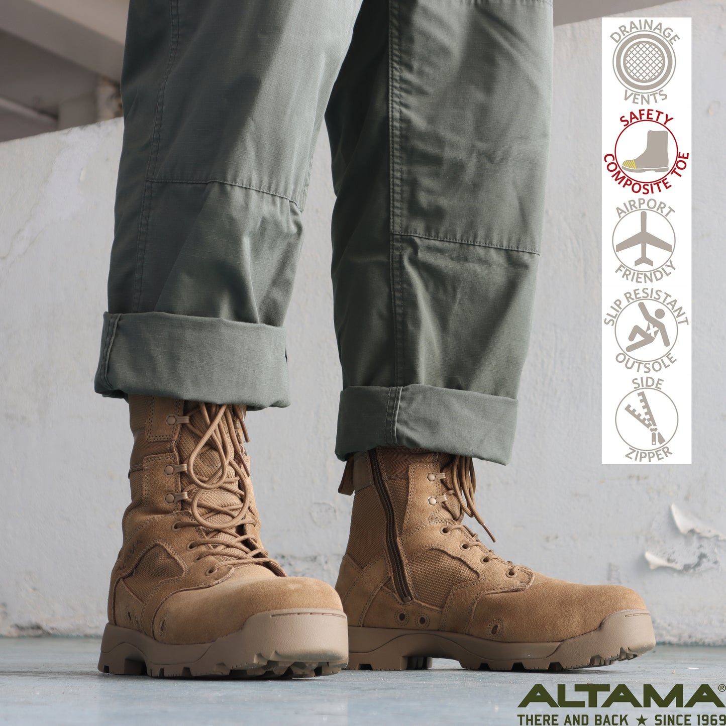 美國 Altama 10.5" 側拉鍊安全頭突擊軍靴