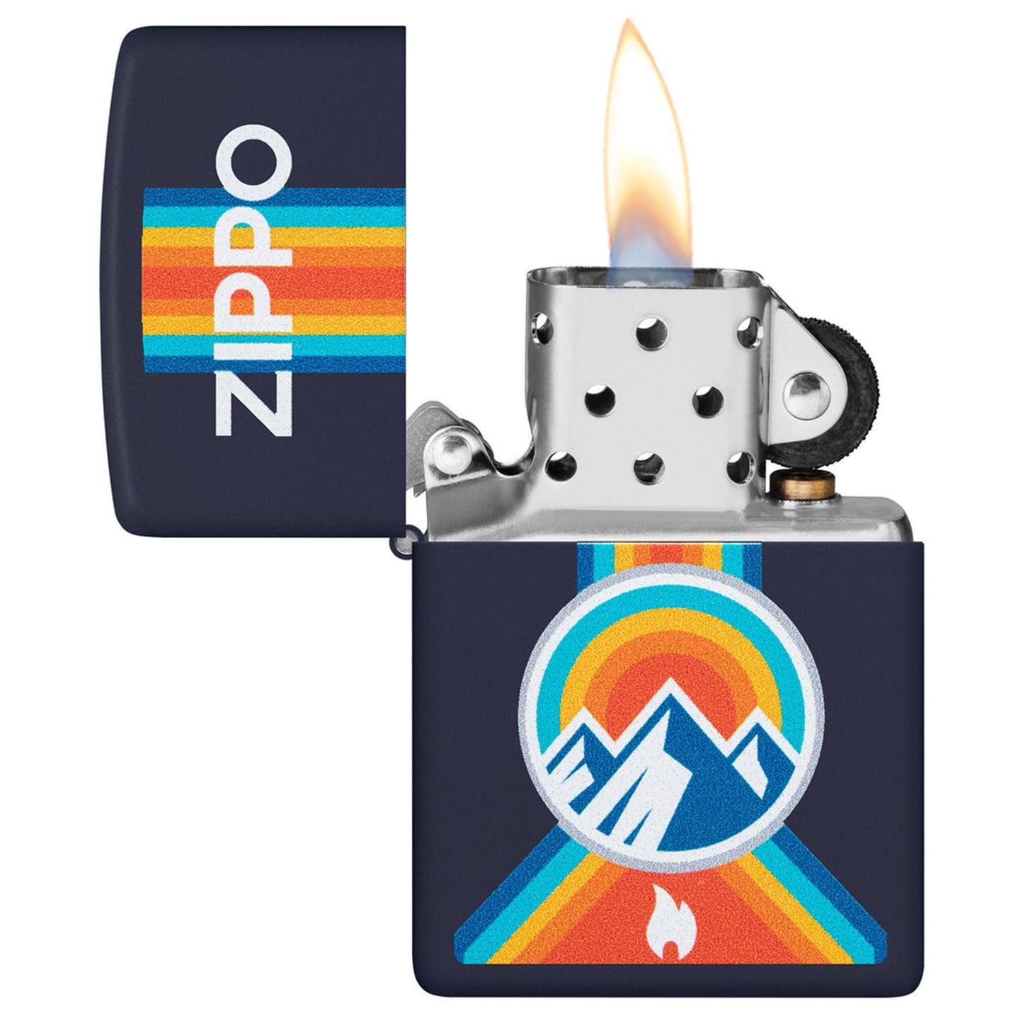 Zippo 防風打火機:海軍藍啞光登山主題 #81
