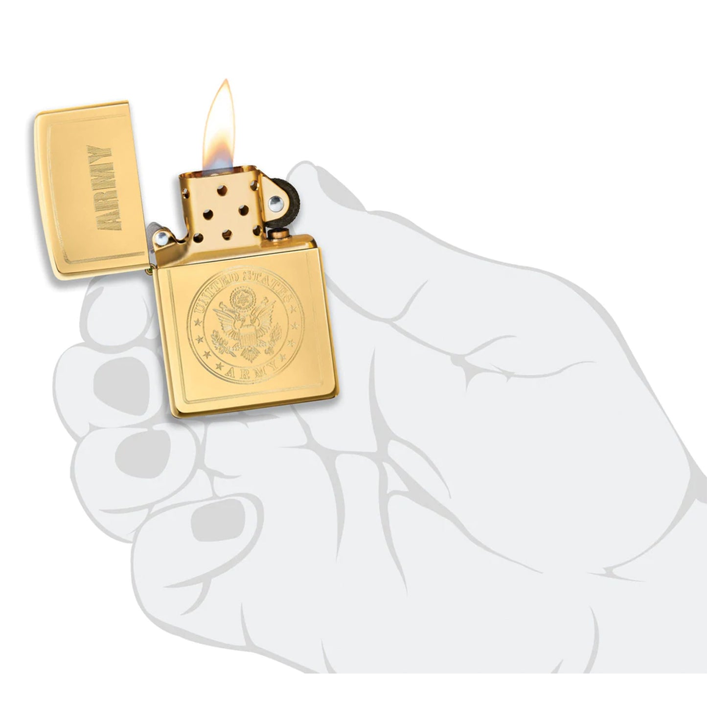 Zippo Army 徽章黃銅打火機 #45