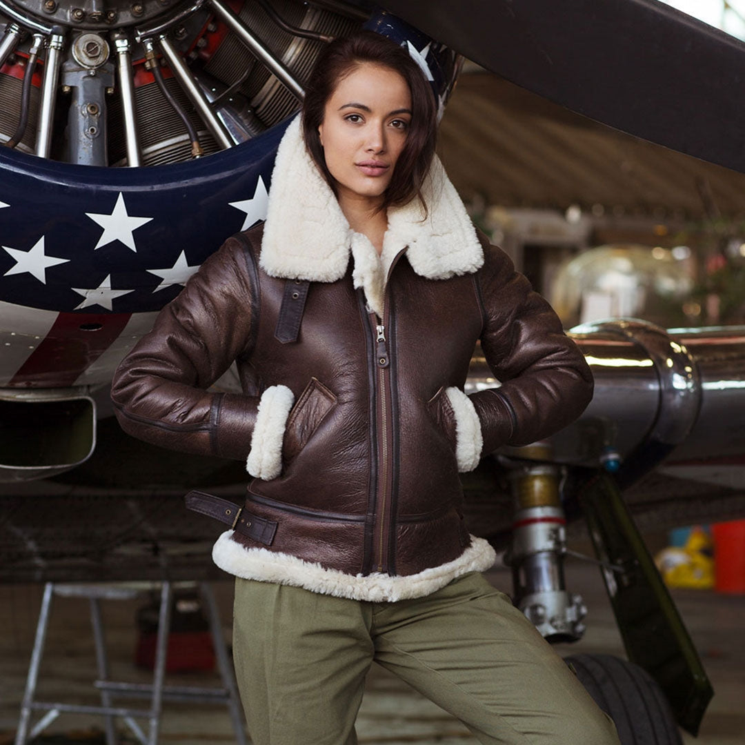 Women's B-3 Shearling Flight Jacket – WWII Bomber Style Cockpit