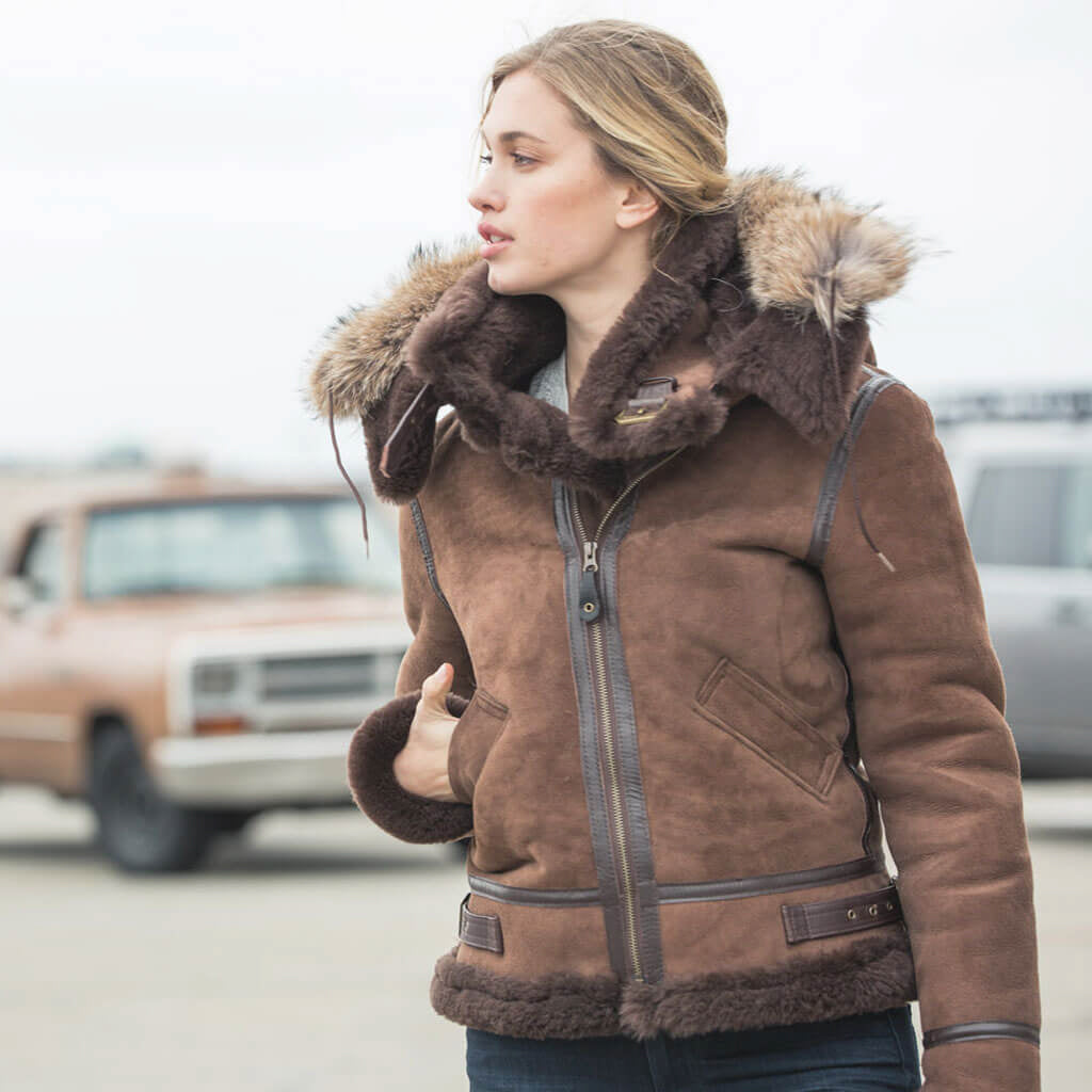Cockpit Women's Hooded B-3 Bomber Jacket