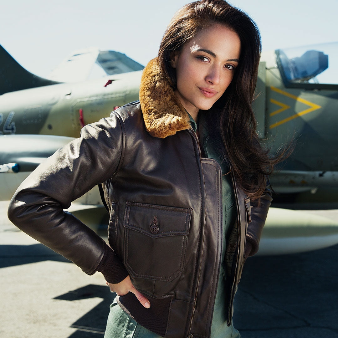 Women's G-1 Leather Flight Jacket – Classic US Navy Aviator Style