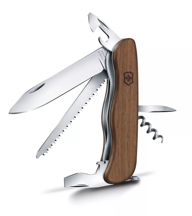 Victorinox Forester Wood 胡桃木戶外瑞士軍刀胡桃木外殼細節圖