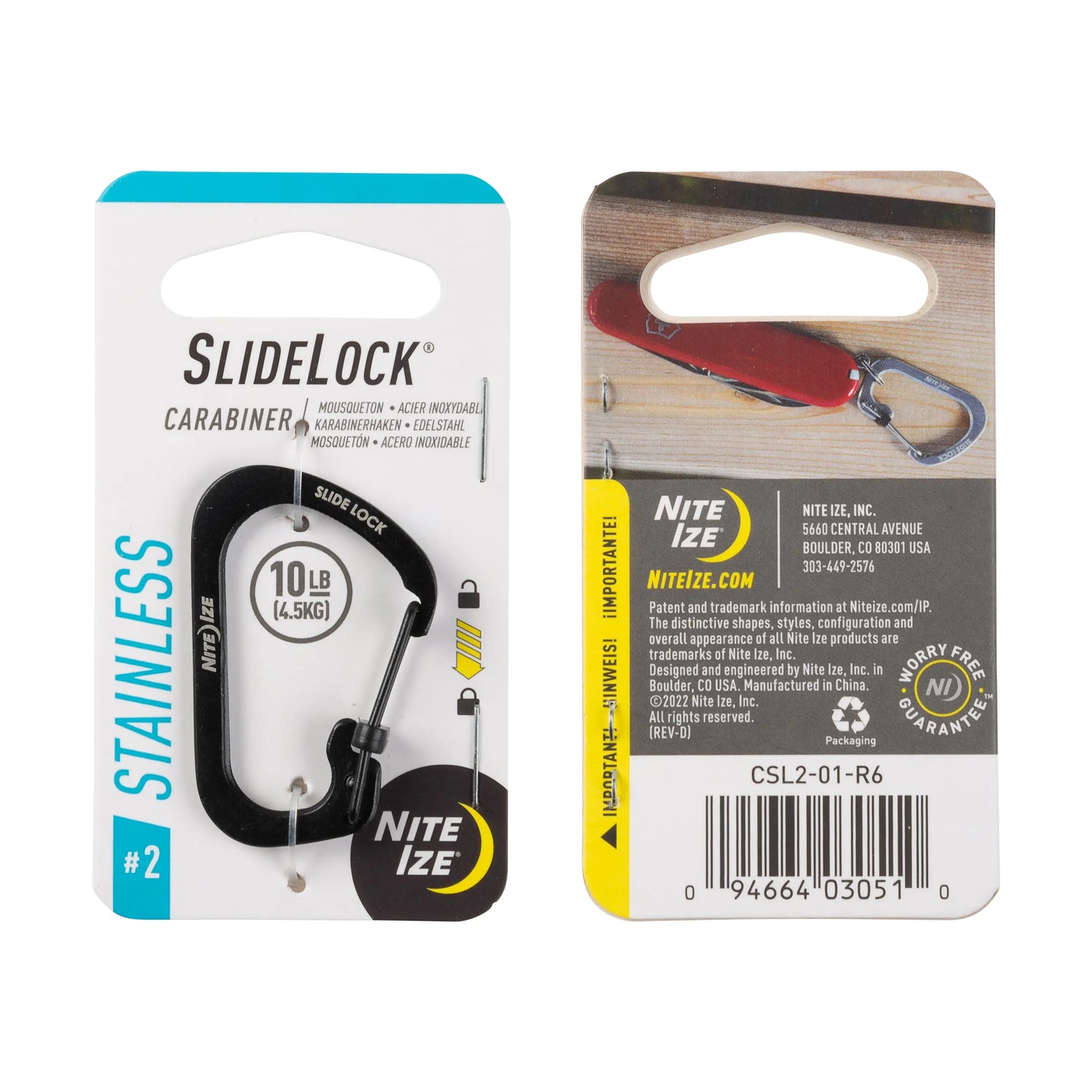 Nite Ize SlideLock® 不銹鋼登山扣 - 滑動鎖定