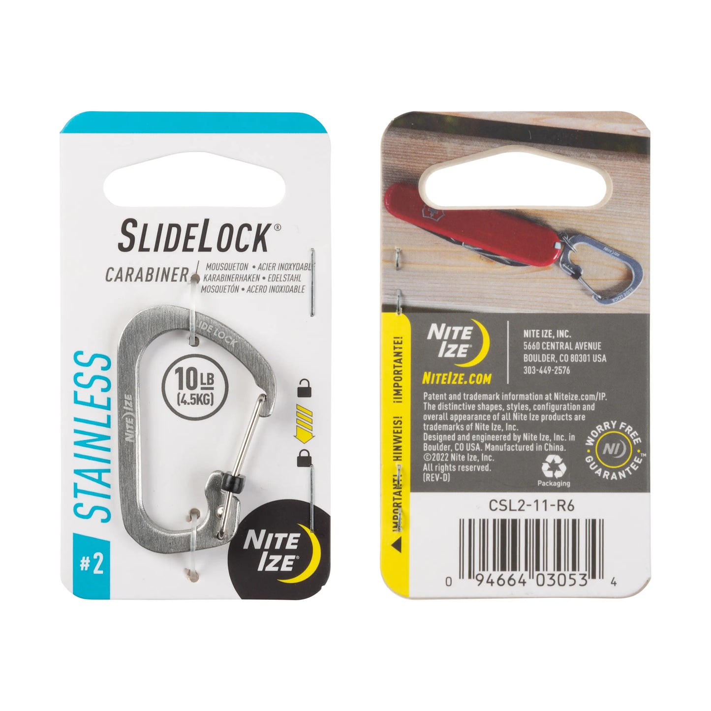 Nite Ize SlideLock® 不銹鋼登山扣 - 滑動鎖定