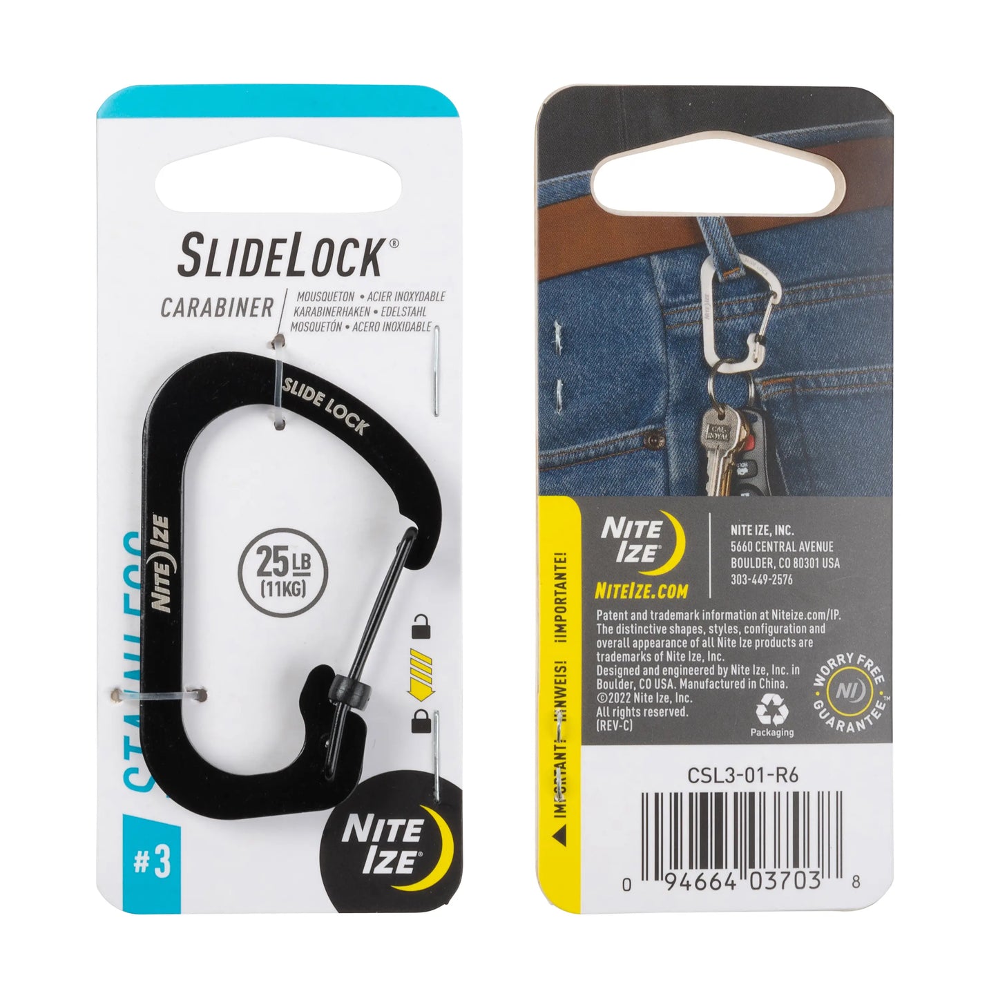 Nite Ize SlideLock® 不銹鋼登山扣 - 滑動鎖定