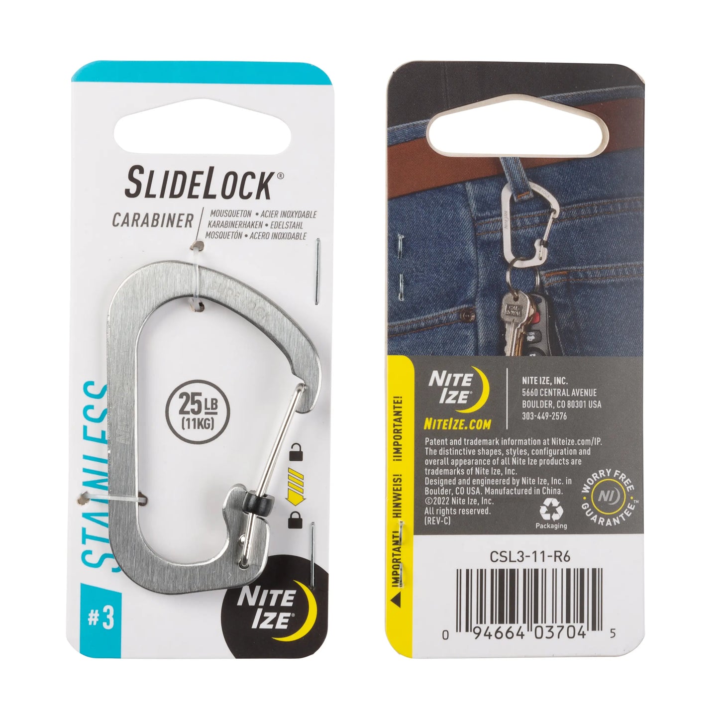 Nite Ize SlideLock® 不銹鋼登山扣 - 滑動鎖定