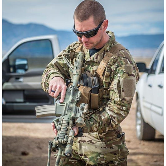 Helikon CMR MultiGun Rig MultiCam chest rig front view