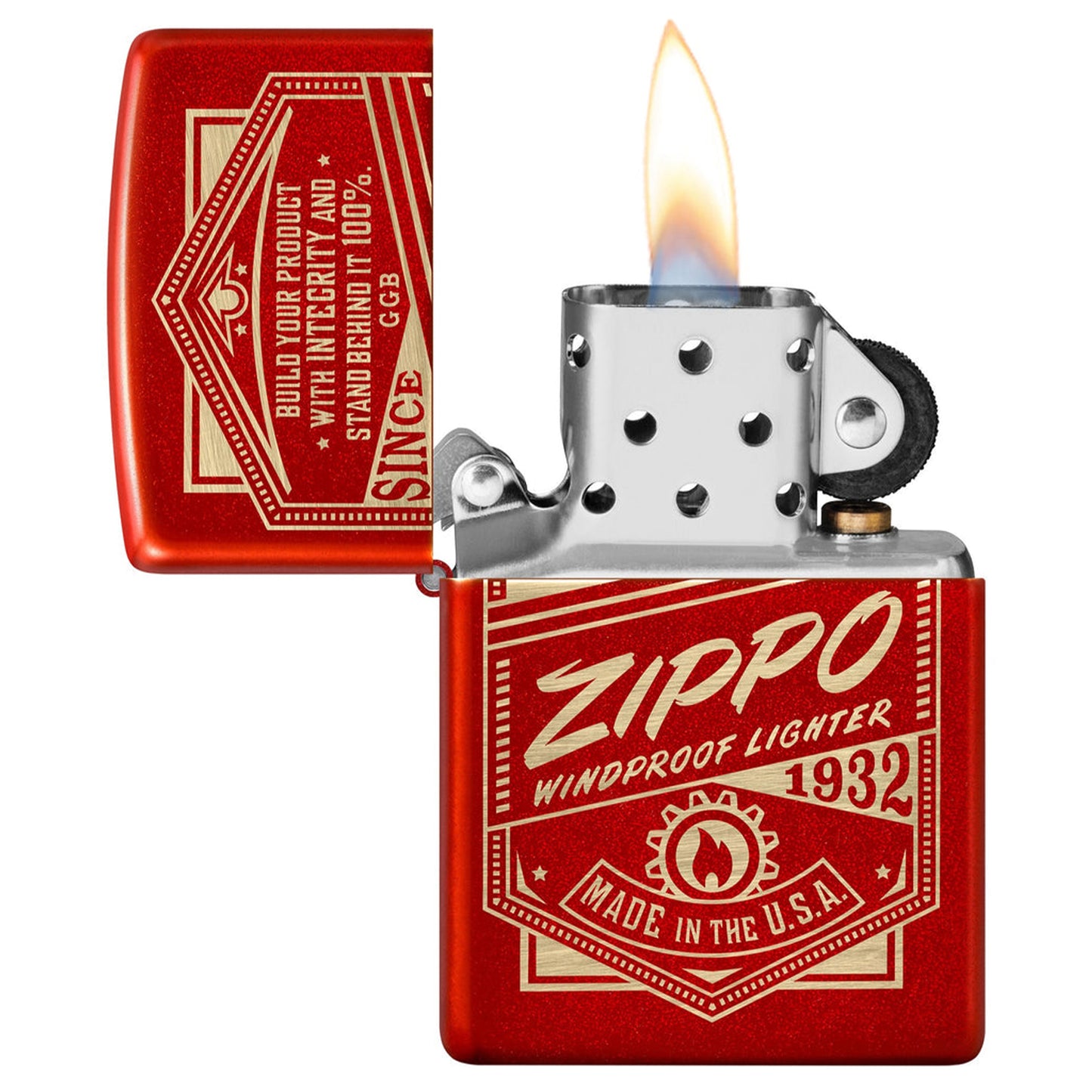 Zippo 金屬紅色雕刻打火機 #90
