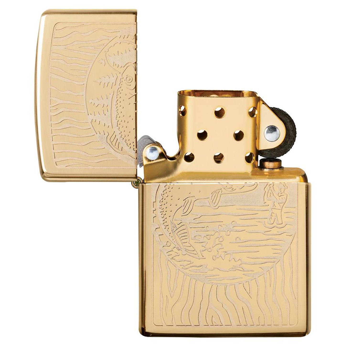 Zippo 高亮銅質打火機 - 釣魚設計 #64