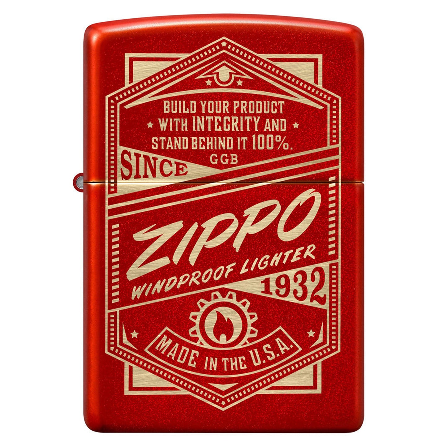 Zippo 金屬紅色雕刻打火機 #90