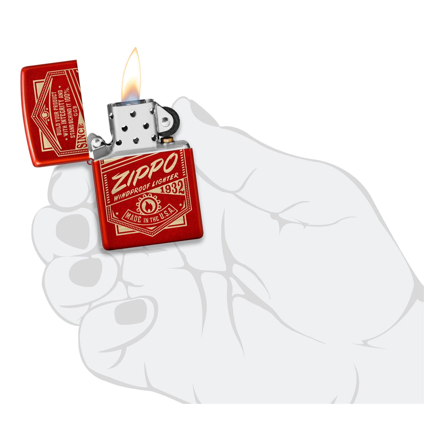 Zippo 金屬紅色雕刻打火機 #90