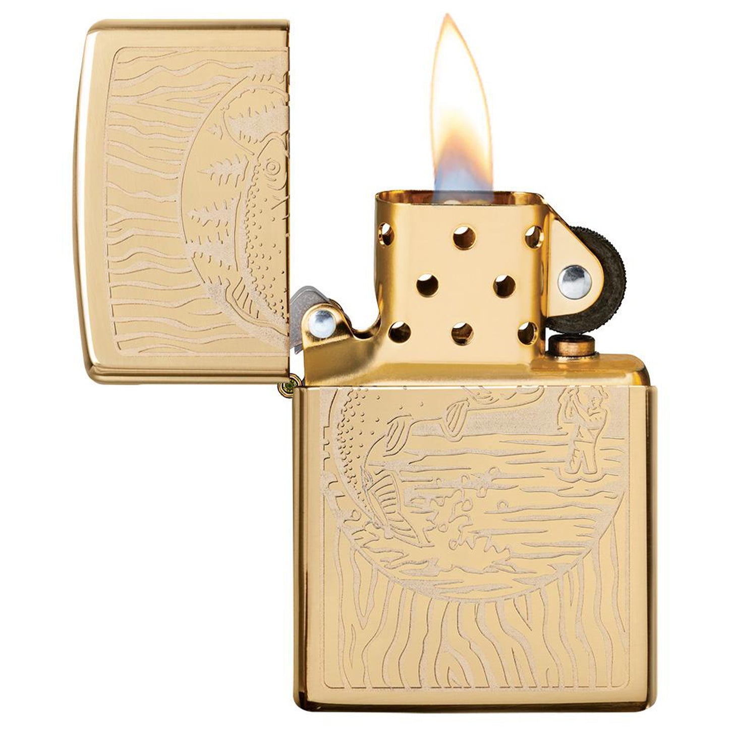 Zippo 高亮銅質打火機 - 釣魚設計 #64