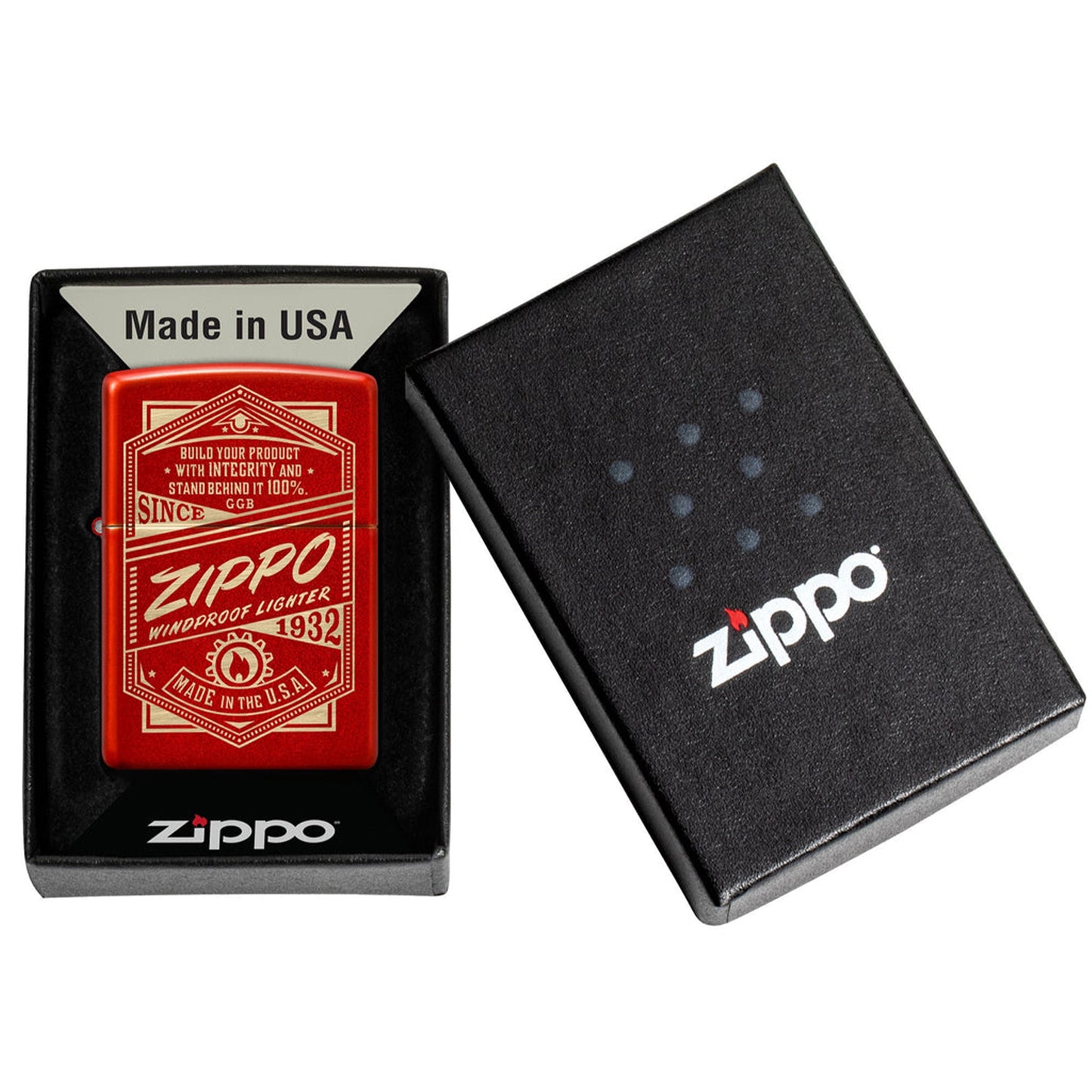 Zippo 金屬紅色雕刻打火機 #90
