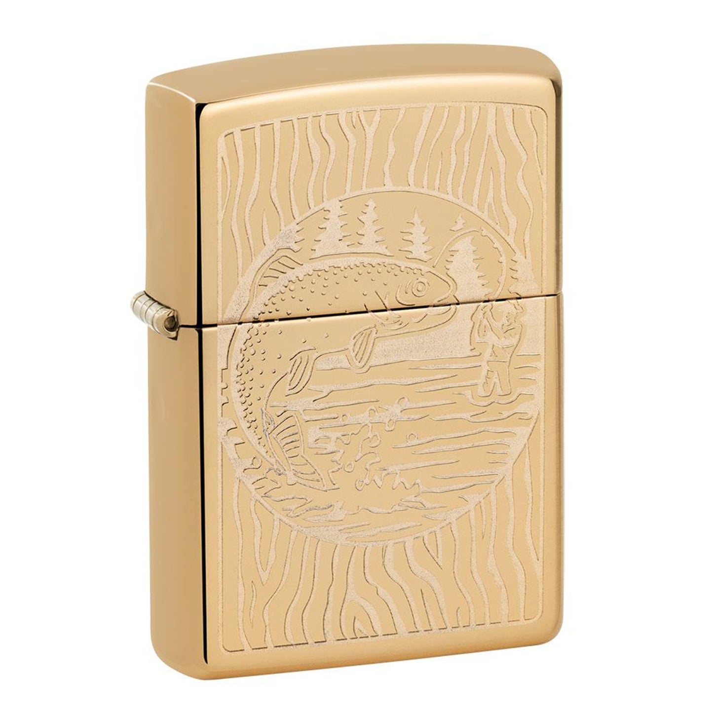 Zippo 高亮銅質打火機 - 釣魚設計 #64
