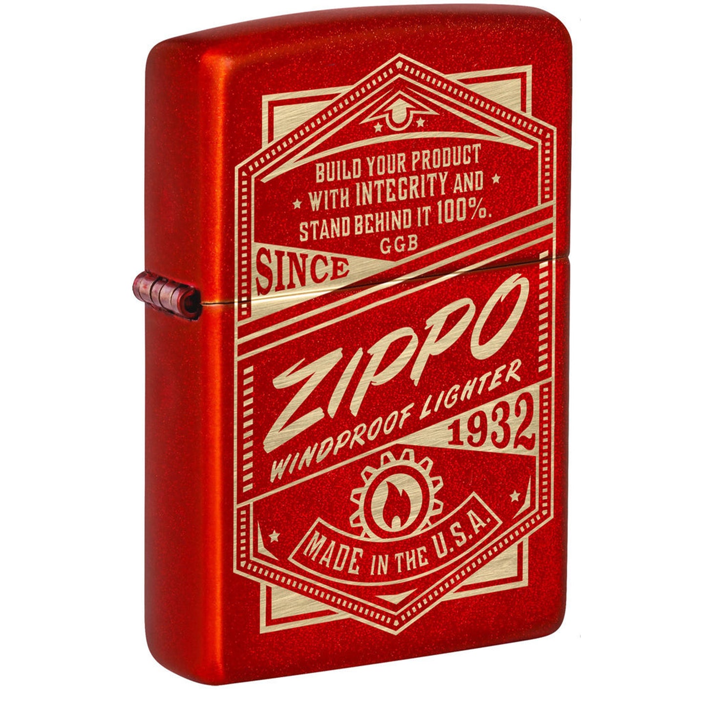 Zippo 金屬紅色雕刻打火機 #90