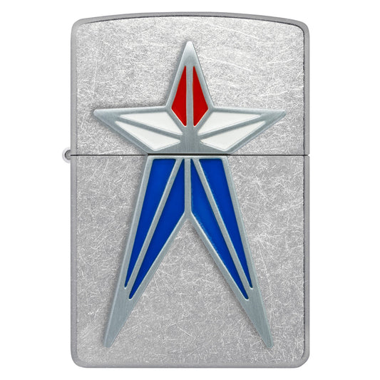Zippo 街頭鉻質打火機:紅白藍星形徽章 #87