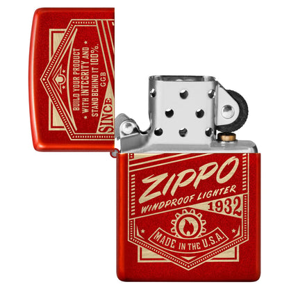 Zippo 金屬紅色雕刻打火機 #90