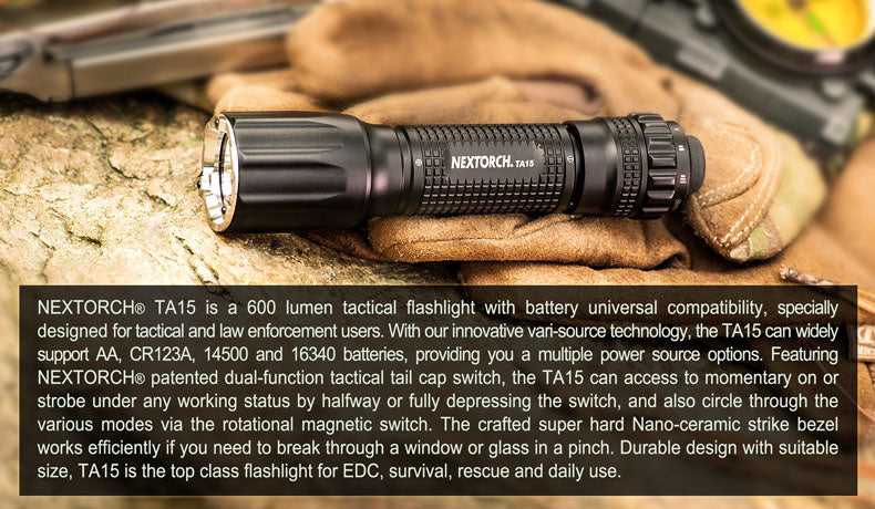 NEXTORCH TA15 Multi-Battery Tactical Flashlight