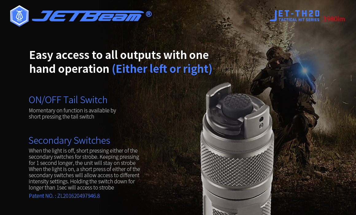 JetBeam TH20 Guardian 3980 Lumens Tactical Flashlight
