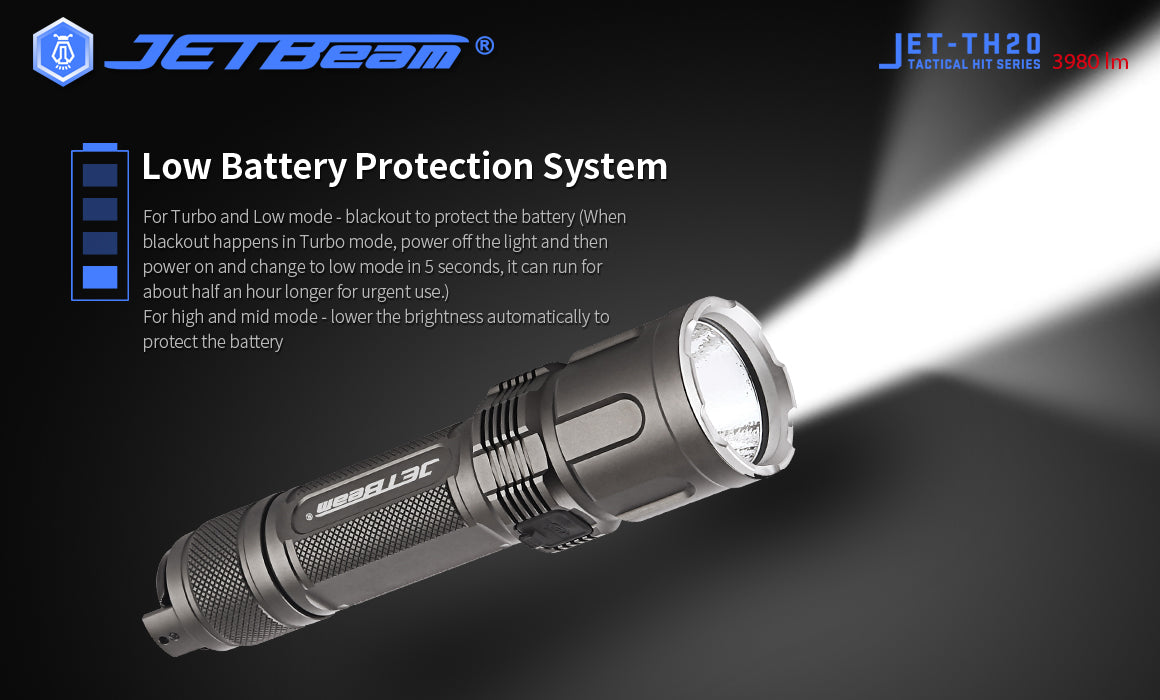 JetBeam TH20 Guardian 3980 Lumens Tactical Flashlight