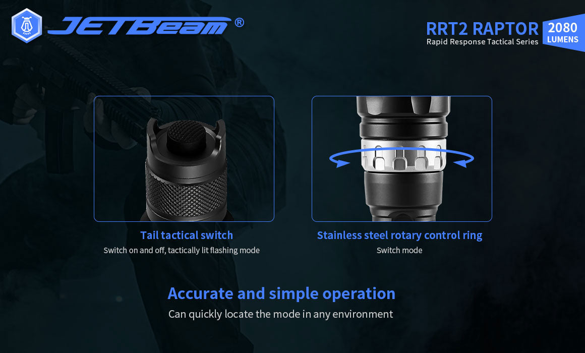 JETBEAM RRT2 RAPTOR 2080Lm Rechargeable Flashlight