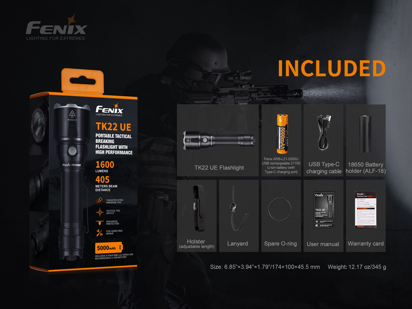 TK22 UE PORTABLE TACTICAL FLASHLIGHT