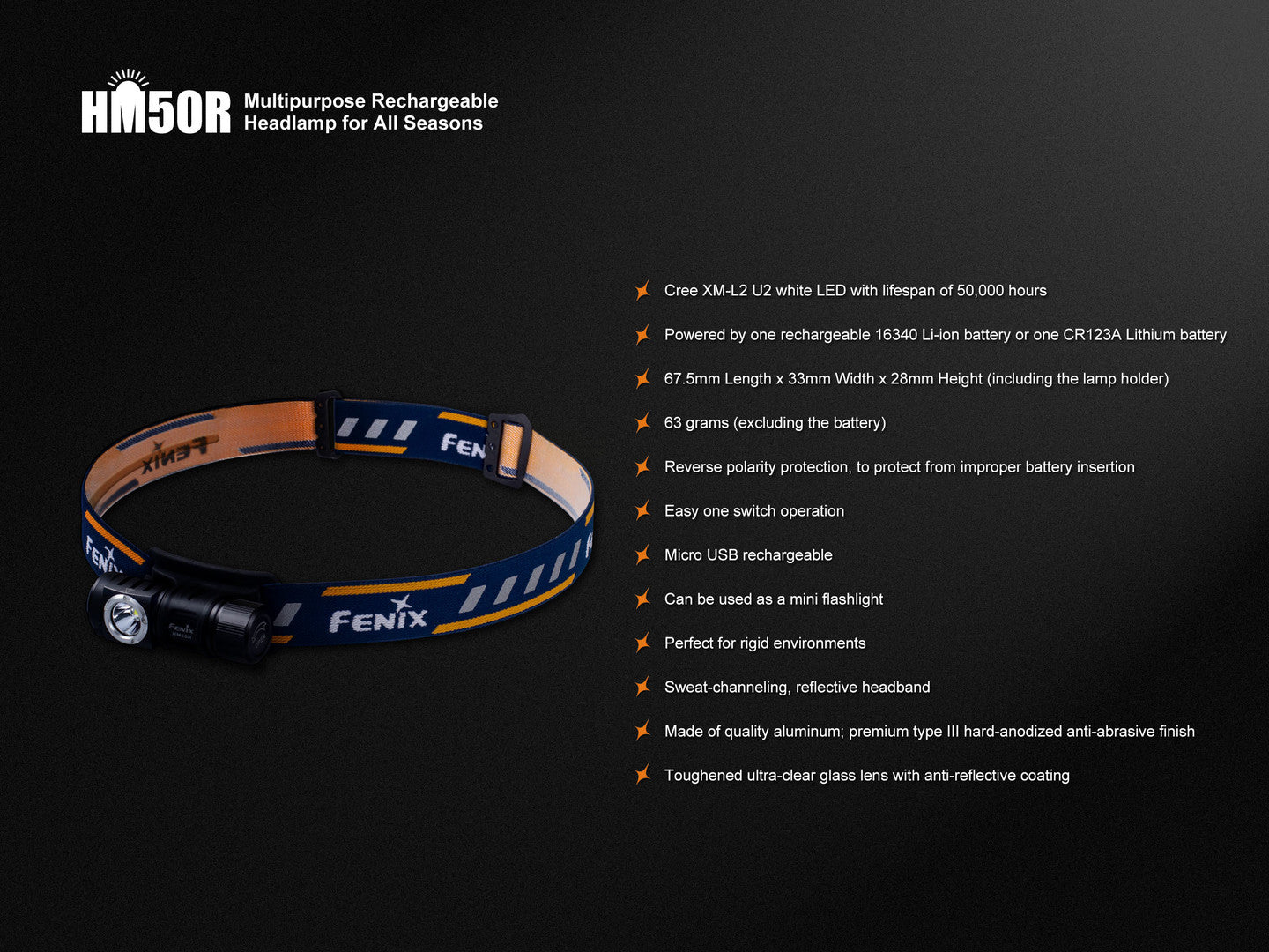 HM50R MULTI-FUNCTIONAL RECHARGEABLE HEADLAMP FOR ALL SEASONS