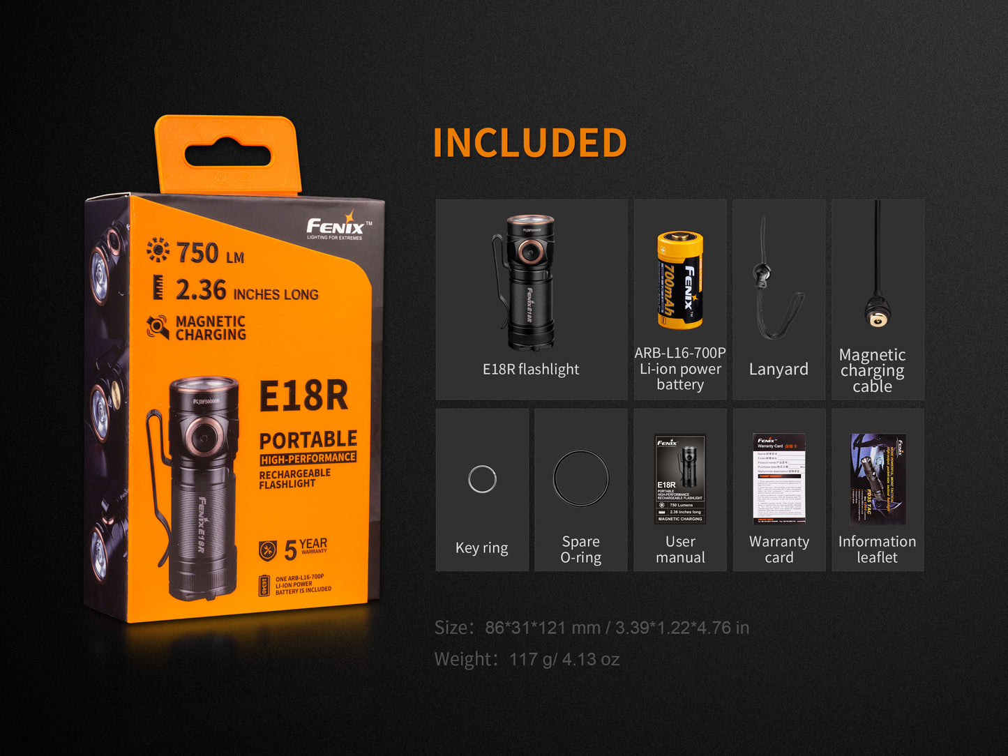 Fenix E18R Portable Rechargeable Flashlight