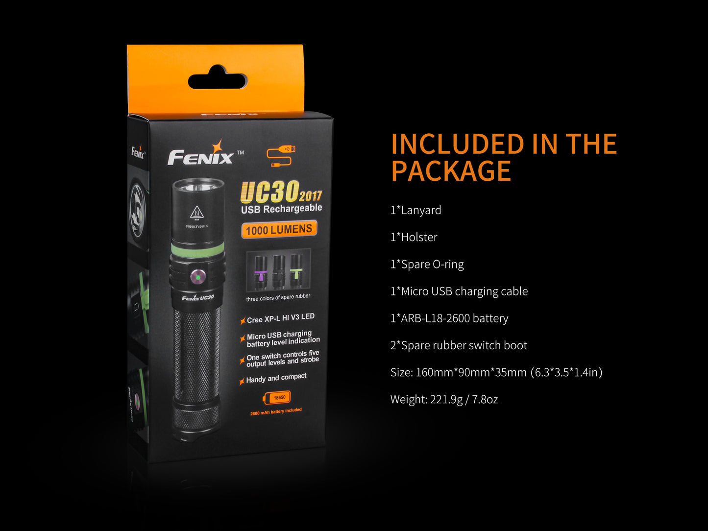 FENIX UC30 USB RECHARGEABLE FLASHLIGHT