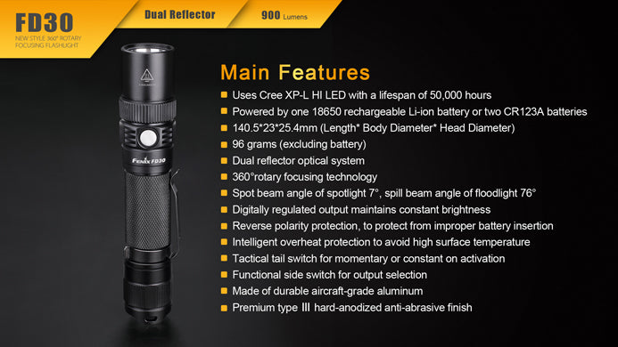 FENIX FD30 FOCUS FLASHLIGHT