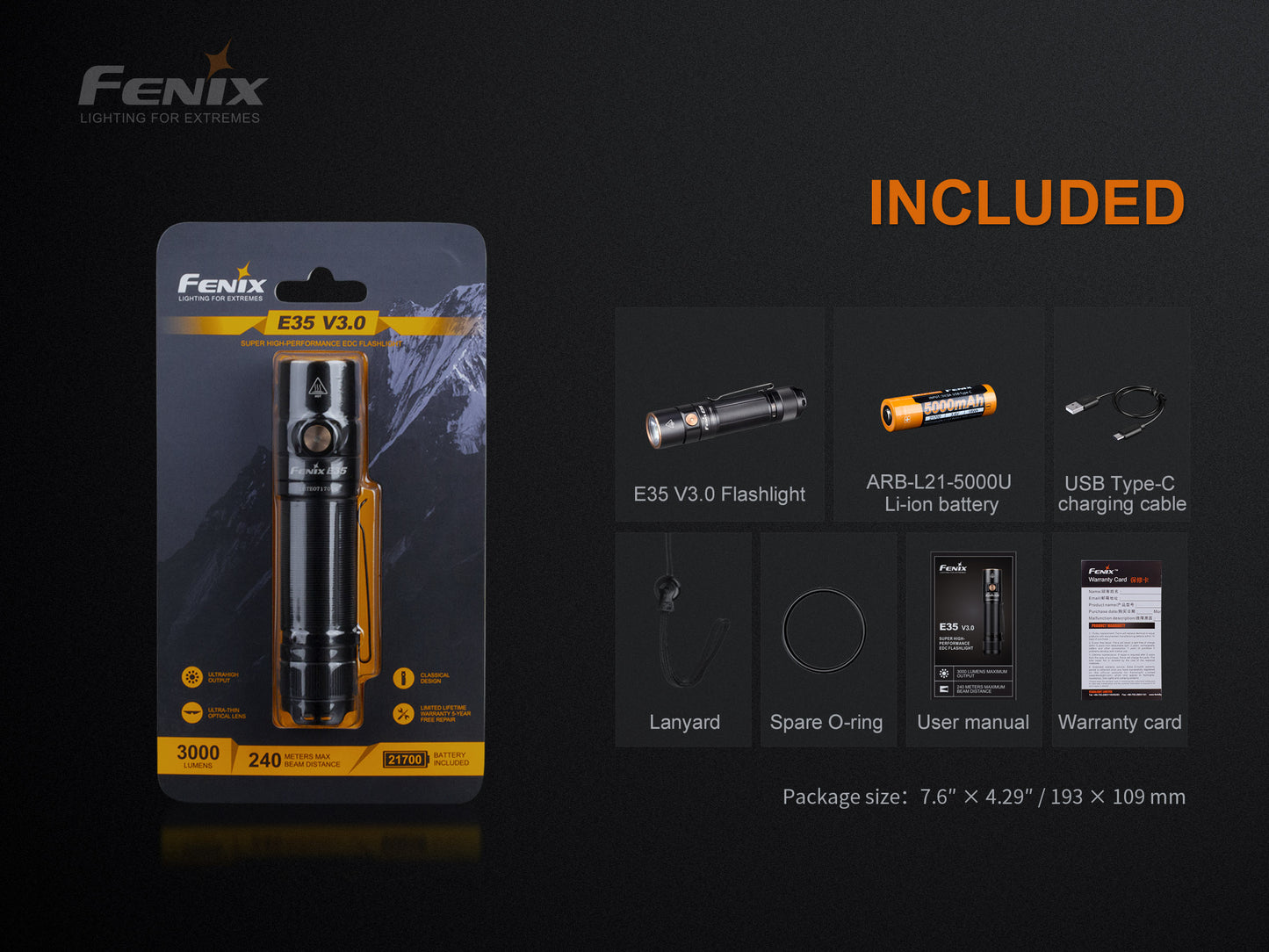 Fenix E35 Super High-Performance EDC Flashlight