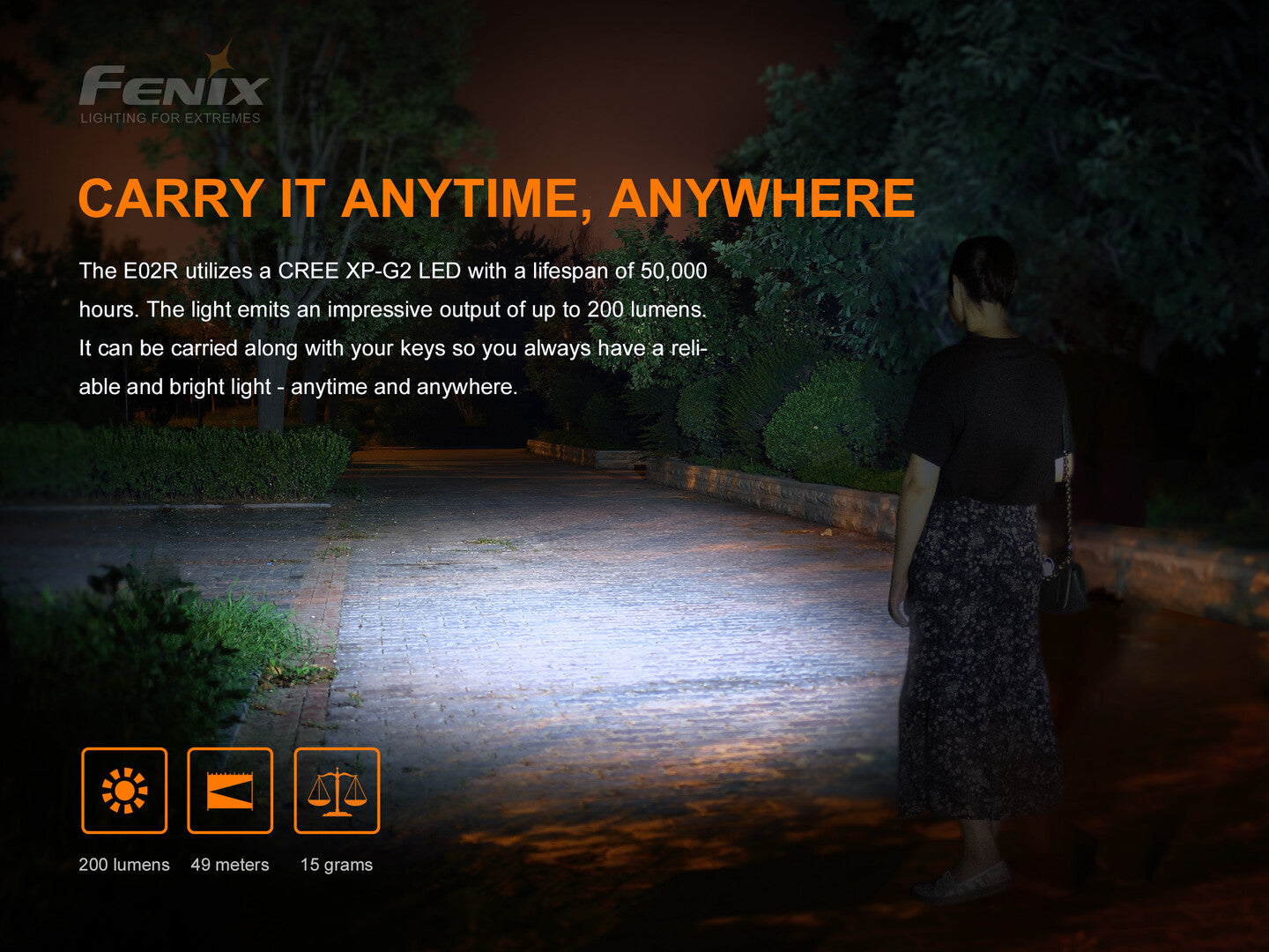 Fenix E02R:超亮度 USB 可充電式鑰匙扣手電筒
