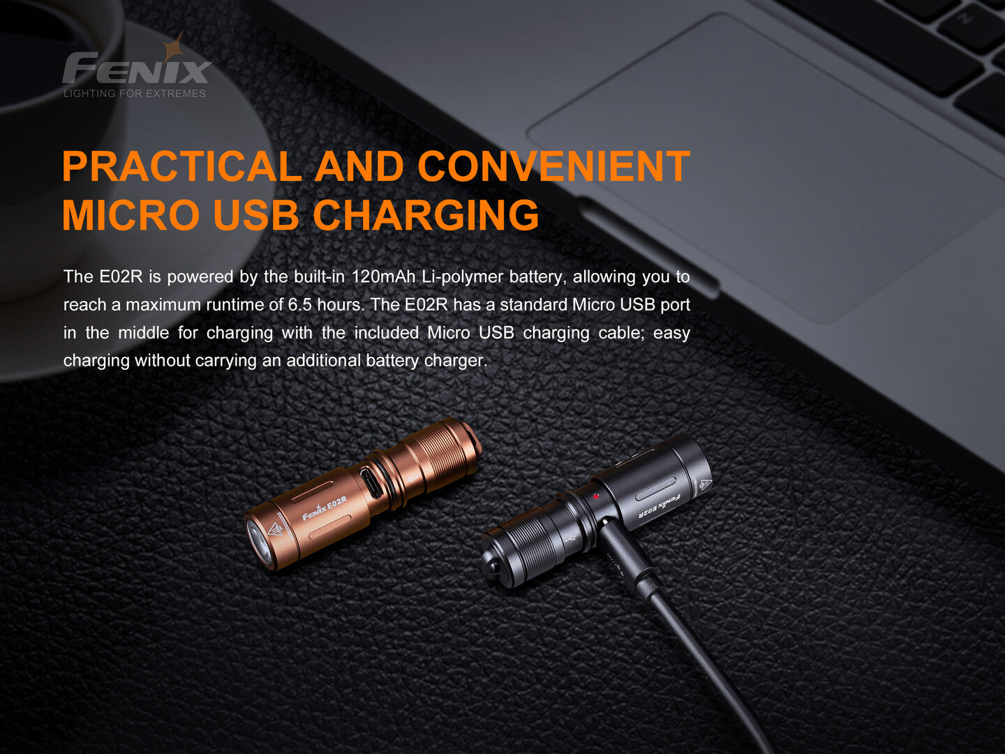 Fenix E02R:超亮度 USB 可充電式鑰匙扣手電筒