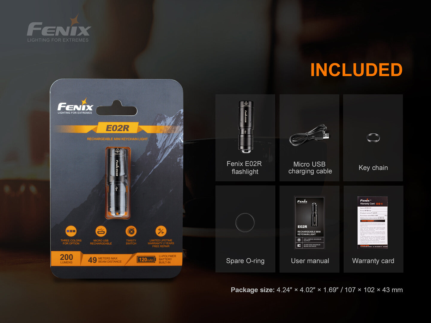 Fenix E02R:超亮度 USB 可充電式鑰匙扣手電筒