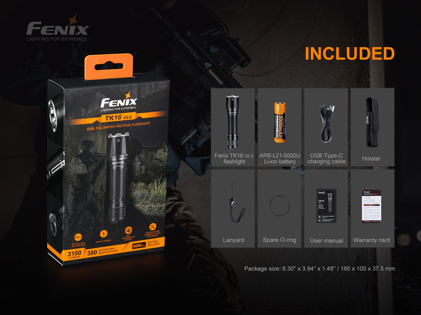 FENIX TK16 V2.0 DUAL TAIL SWITCH TACTICAL FLASHLIGHT