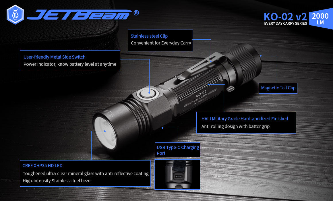 JETBeam KO-02 EDC High Brightness Flashlight