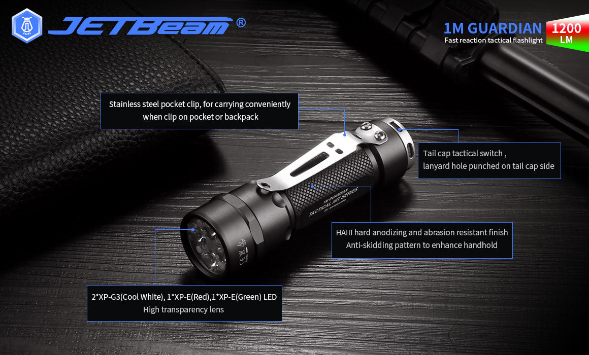 JETBeam 1M Guardian Fast Reaction Tactical Flashlight