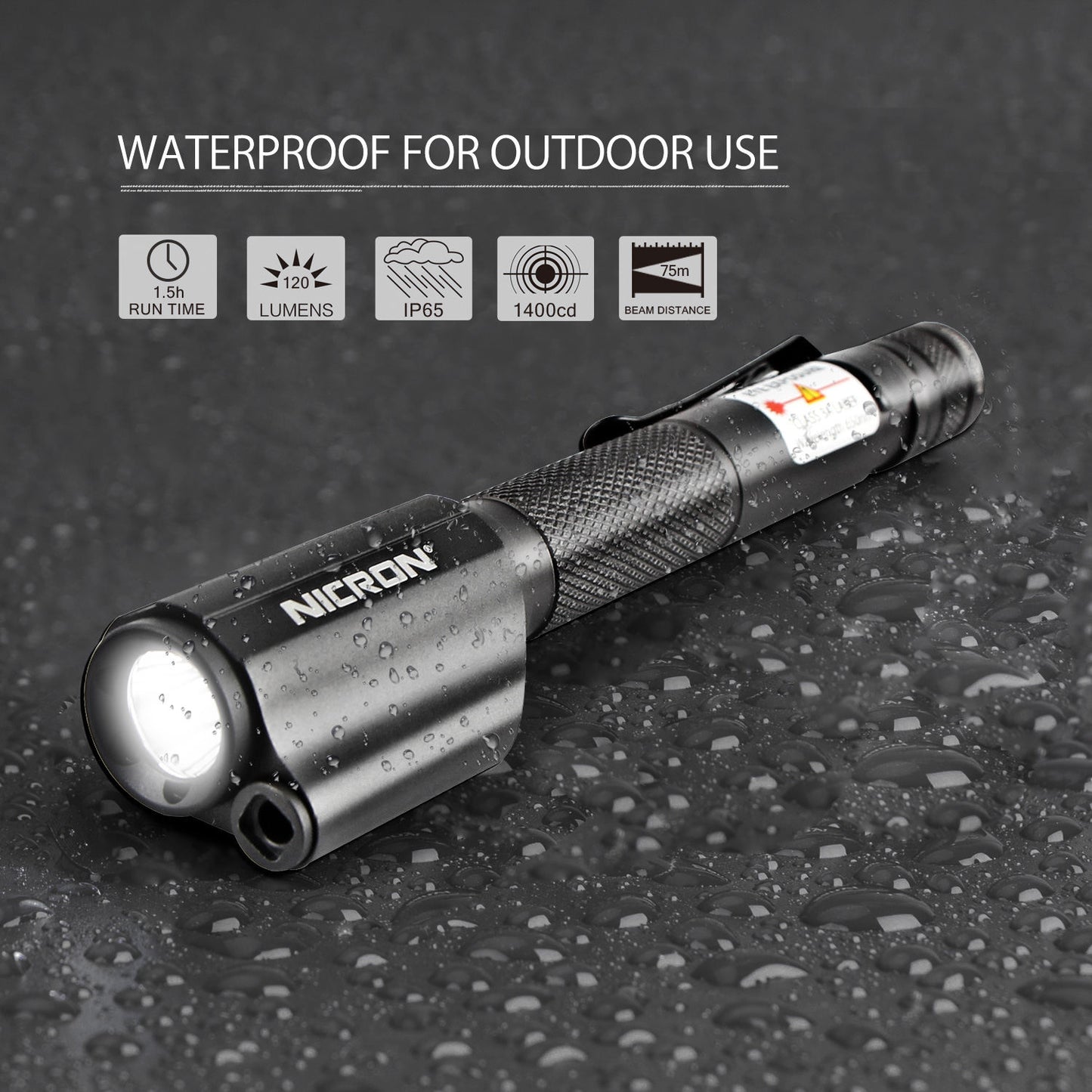 NICRON B24 Mini Pen Style Flashlight With Red Laser