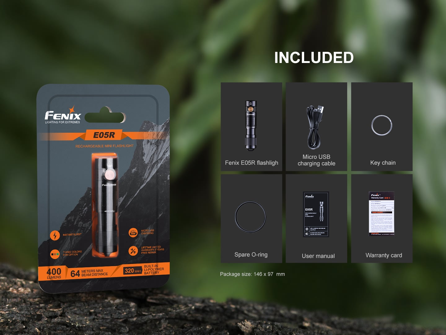 FENIX E05R RECHARGEABLE MINI KEYCHAIN FLASHLIGHT