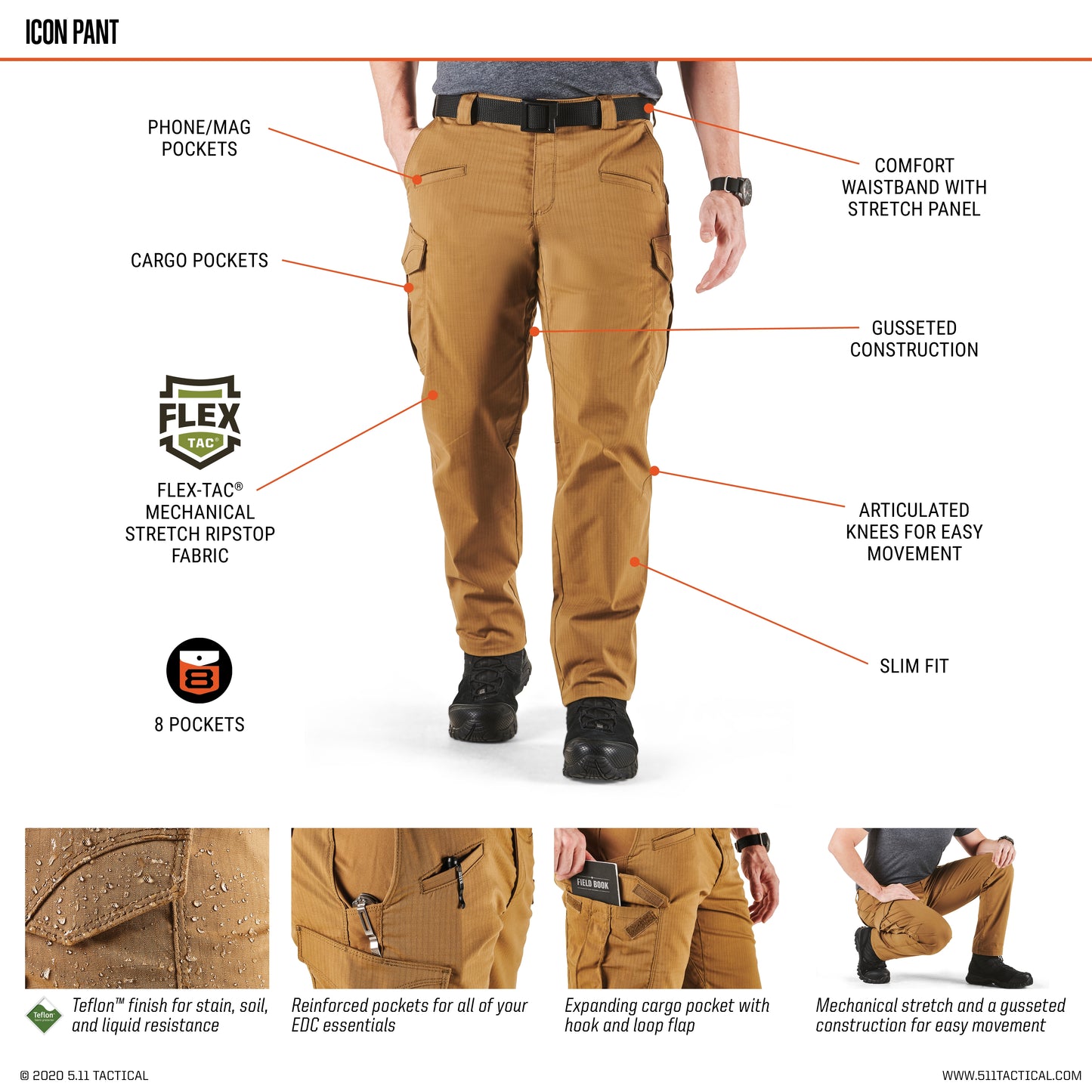 5.11 Icon Pant - Durable and Flexible Tactical Cargo Pants