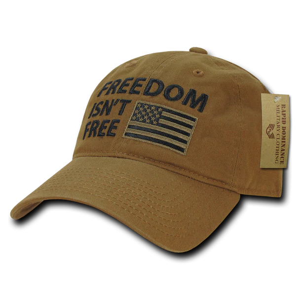 "Freedom isn't free" Text Embroidered Cap