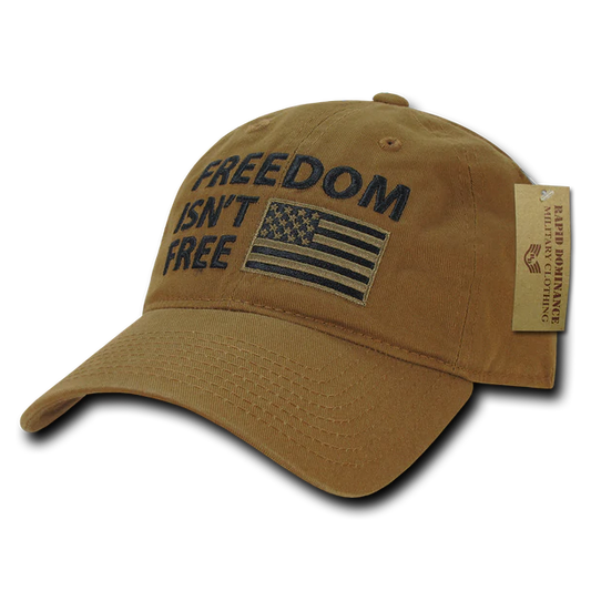 "Freedom isn't free" Text Embroidered Cap