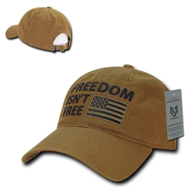 "Freedom isn't free" Text Embroidered Cap