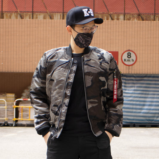 ALPHA MA-1 FLIGHT JACKET SLIM FIT (TONAL BLACK CAMO)