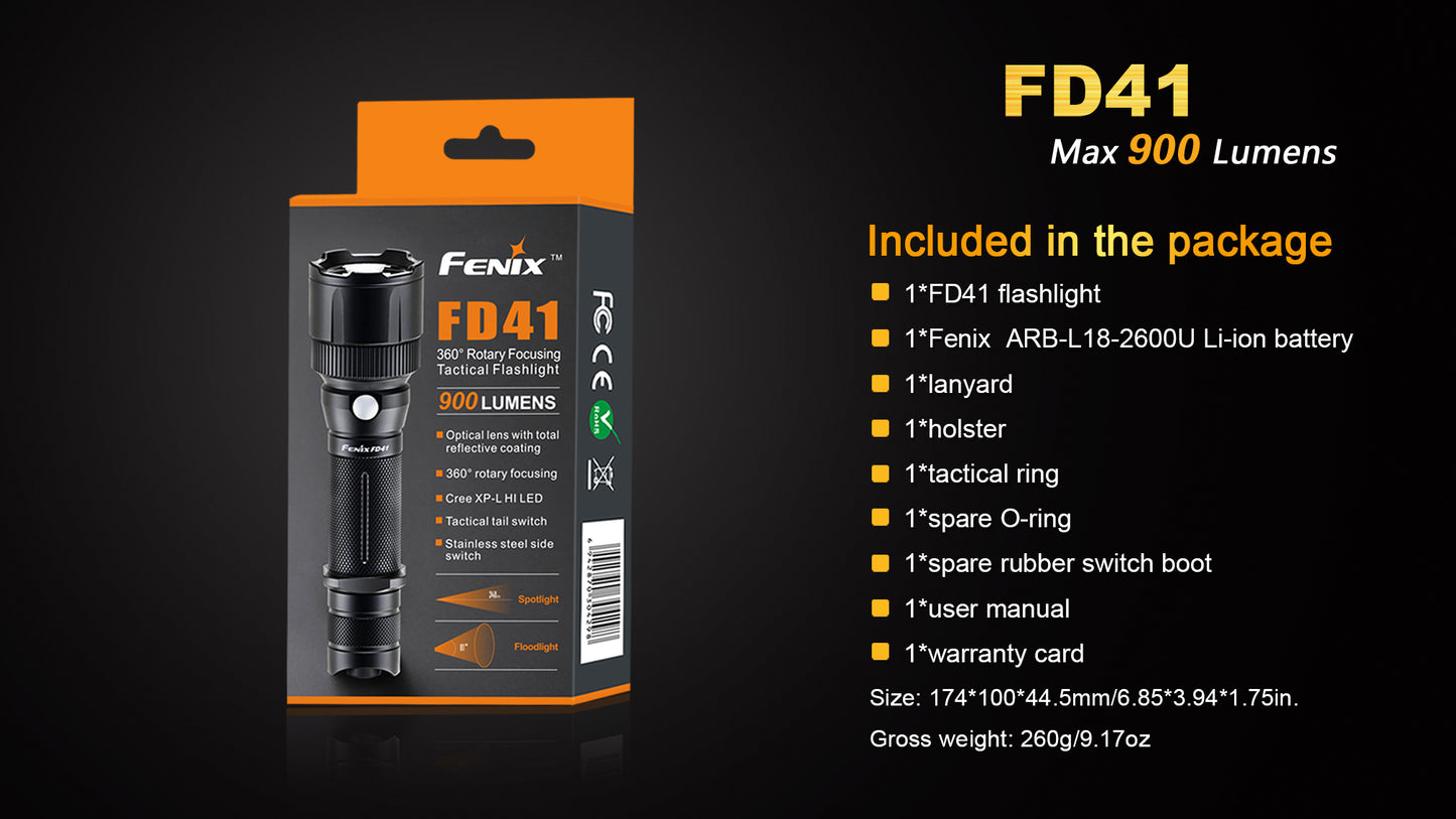 FENIX FD41 360° ROTARY FOCUSING TACTICAL FLASHLIGHT