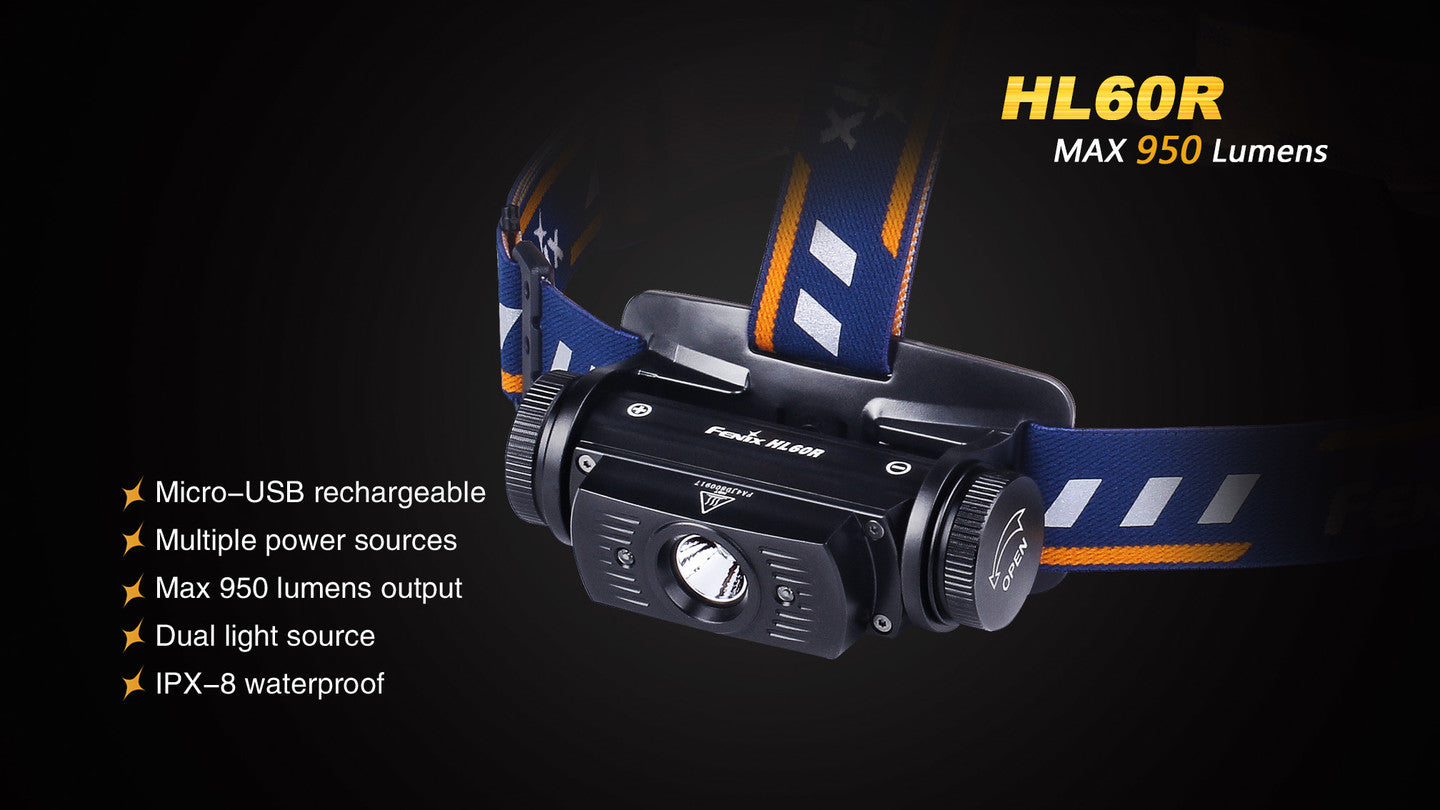 Fenix HL60R DUAL LIGHT SOURCE RECHARGEABLE HEADLAMP